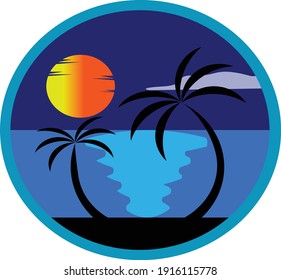 Beach logo design vector stock