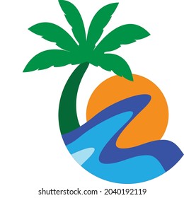 Beach Logo Design Vector Stock Tree Stock Vector (Royalty Free ...