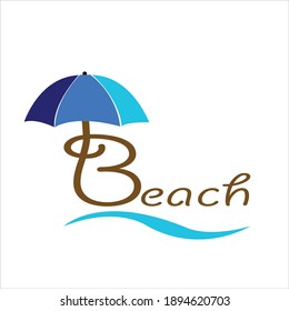 Pieza vectorial de diseño de logotipo de playa