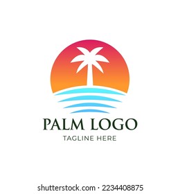 Beach logo design Vector. summer beach logo vector illustration