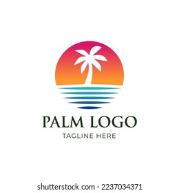 Beach logo design Vector. summer beach logo vector illustration