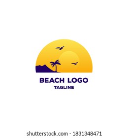 Beach logo design Vector sun
