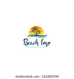 beach logo design vector template