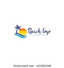 beach logo design vector template