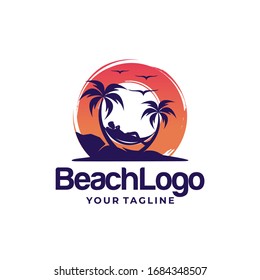 Beach Logo Design Vector Template Stock Vector (Royalty Free ...