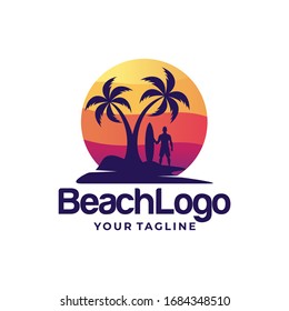 Beach logo design Vector template