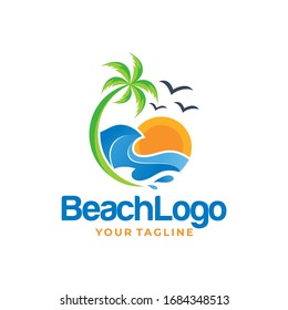 Beach logo design Vector template