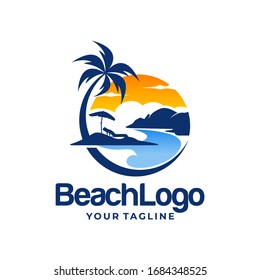 Beach logo design Vector template