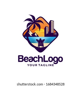 Beach logo design Vector template