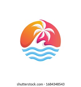 Beach logo design Vector template