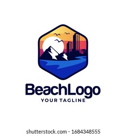 Beach logo design Vector template