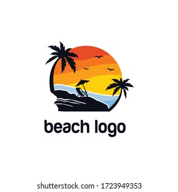 beach logo design vector template