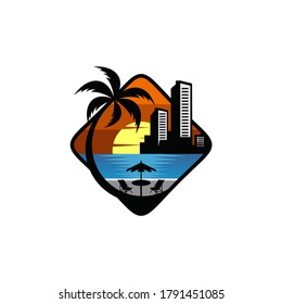 Beach logo design Vector template