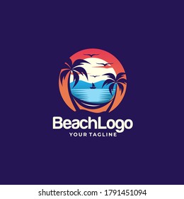 Beach logo design Vector template