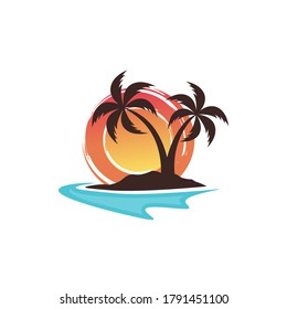 Beach logo design Vector template