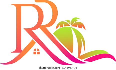 beach logo design vector template