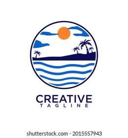Beach logo design vector template