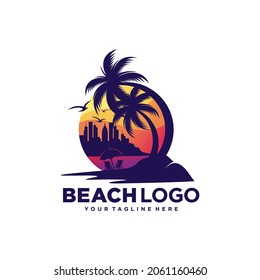 Beach logo design vector template
