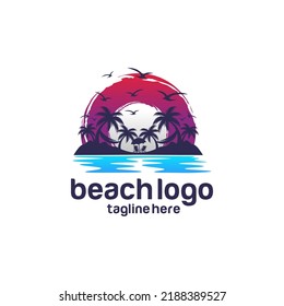Beach logo design Vector template

