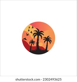 Beach logo design vector template 