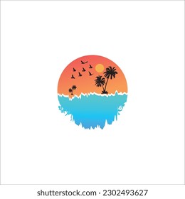 Beach logo design vector template 