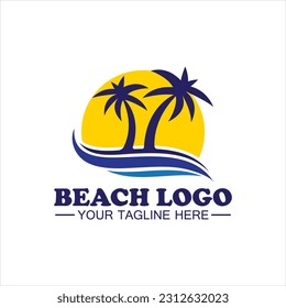 Beach logo design Vector template