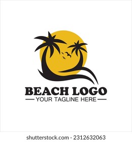 Beach logo design Vector template