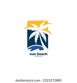 Beach logo design vector template.