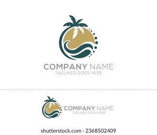 Beach logo design vector template