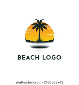Beach logo design vector template