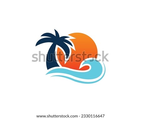 Beach logo design vector template