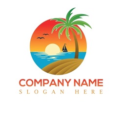 Beach Logo, Dolphin Logo, Love Logo, Sun , Sand, Coconut Tree