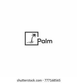 beach logo house. crative palm idea in shape on white background