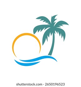 Ilustración de diseño de icono de logotipo de playa