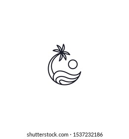 Ilustración vectorial de plantilla de diseño de logotipo de playa