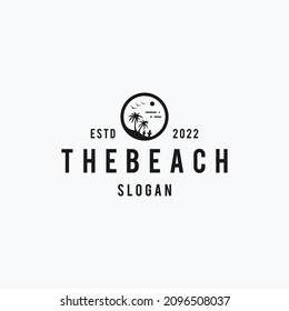 Beach logo icon flat design template 