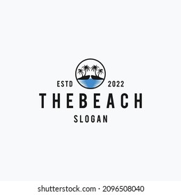 Beach logo icon flat design template 