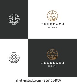 The beach logo icon flat design template 