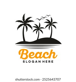 beach logo icon vector illustration design with on background white