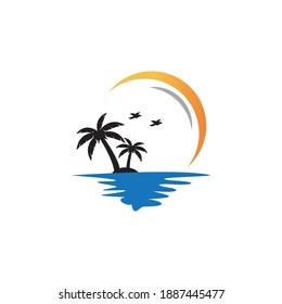 Beach logo icon vector tempate.