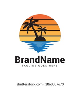 Beach logo icon vector template.