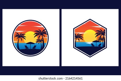 beach logo, beach illustration, summer vector design