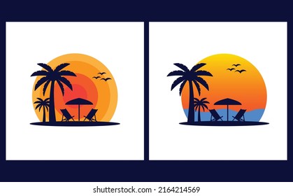 Strandlogo, Strandgrafik, Sommer-Vektordesign