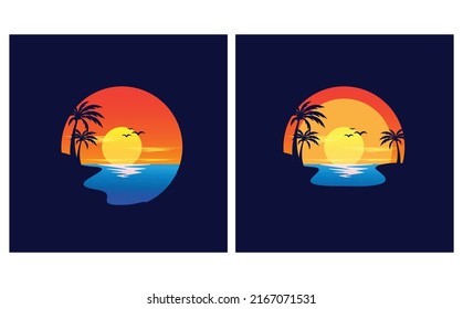 logotipo de playa, ilustración de playa, diseño vectorial de verano
