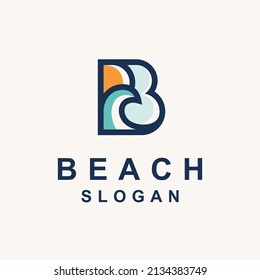 Beach logo with letter B concept