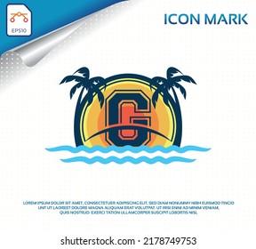 Beach logo with letter g premium vector