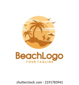 Beach logo modern and minimalist concept
