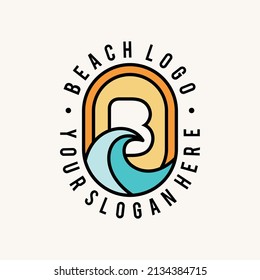 Beach logo with mono line concept