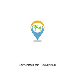 Beach logo palm summer vector