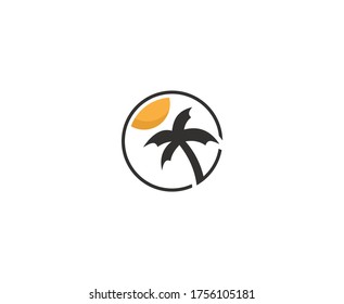 Icono de veraneo del vector de la palma de la playa 